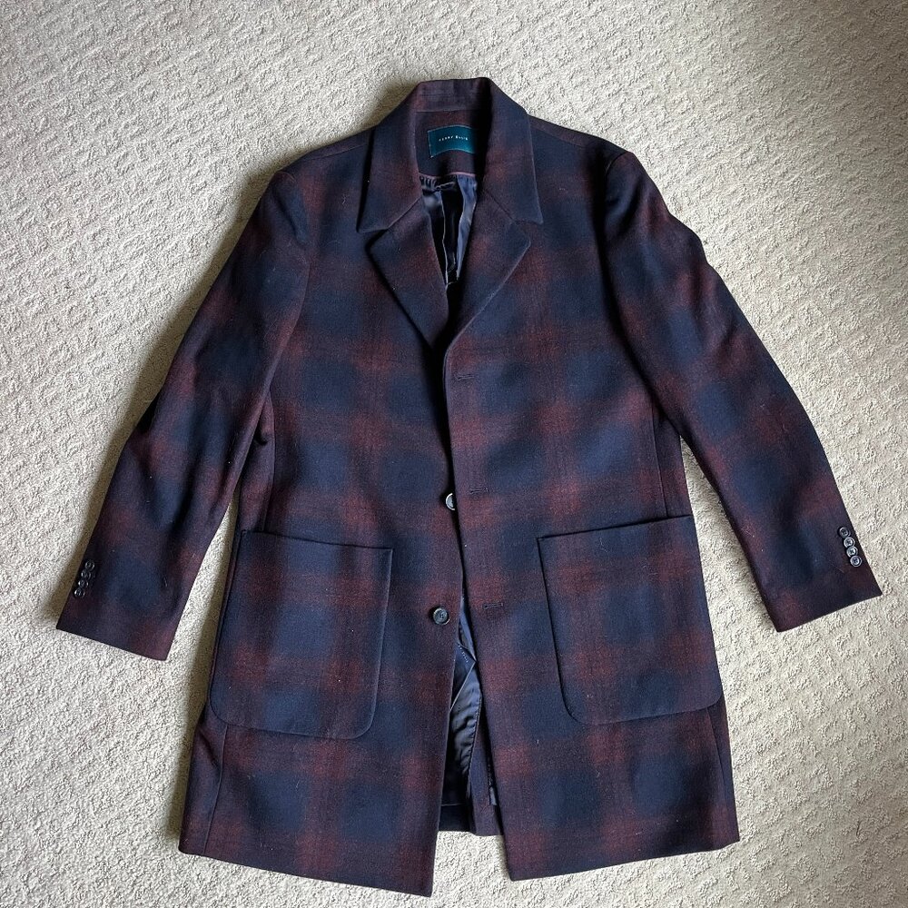 Perry Ellis Single Breasted Wool Over Coat